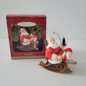 Hallmark Keepsake Taking a Break Coca-Cola Santa Christmas Ornament 1997